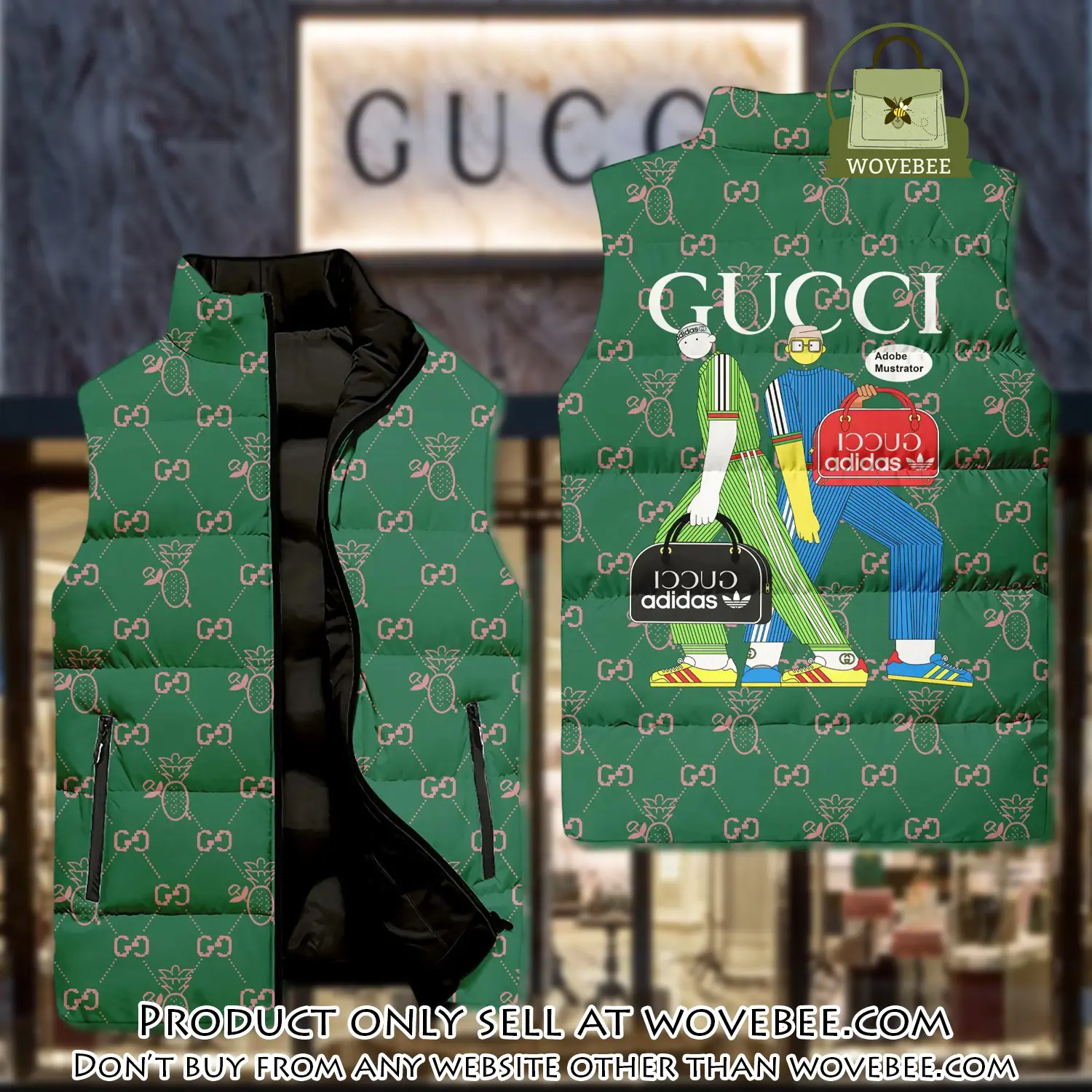 Gucci two men luxury brand 3d sleeveless down jacket wvb1100614